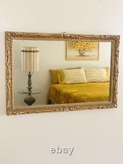 Vintage Plastic LARGE GOLD Wall Mirror 24X36 Hollywood Regency MCM