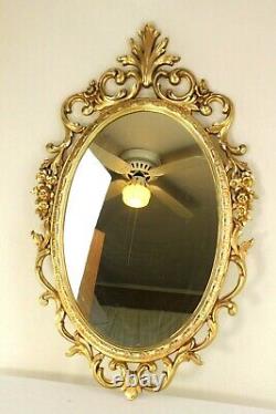 Vintage Syroco Oval Wall Mirror Hollywood Regency Frame MCM Large 36 x 22