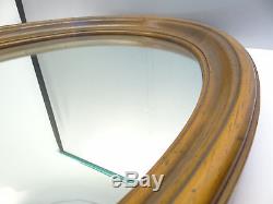 Vintage Used Wood Wooden Large Curved Round Oval Vanity Bedroom Wall Mirror