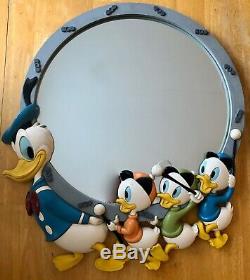 Vintage Walt Disney Donald Duck Huey Dewey Louie Large Bassett Wall Mirror