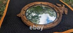 Vintage Wood Federal Eagle Convex Gold Gilt Wall Mirror 29 Tall Large & Heavy