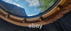 Vintage Wood Federal Eagle Convex Gold Gilt Wall Mirror 29 Tall Large & Heavy