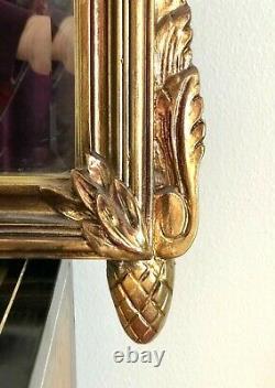 Vtg 1990s Large 49 Opulent Carolina Wall Mirror, Antiqued Carved Gilt Gold Frame