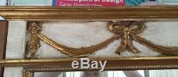 Vtg Italian Neo Classical White Gold Large Trumeau Mantel Wall Mirror Labeled 96