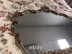 Vtg Large Gold Resin Curvy Wall Mirror Hollywood Regency 48 X 34 1/2 X 1 1/2