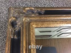 Vtg Large Ornate Black & Gold Wall Mirror 47 X 35 X 2 1/2 Hang Either Way