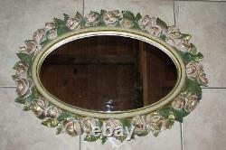 Vtg Large Ornate Floral Rose Wall MirrorHome Interior