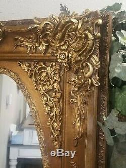 Vtg Large Ornate French Louis 60 Rectangular Wall Mirror Gold Leaf Oval Glass