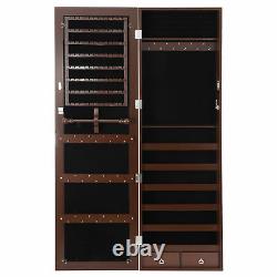 Wall Door Mounted Jewelry Cabinet Armoire Large Box Organizer with Mirror