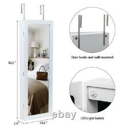 Wall Door Mounted Jewelry Cabinet Armoire Large Mirror Jewelry Box Organizer