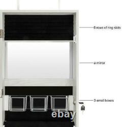 Wall Door Mounted Mirror Jewelry Cabinet Armoire Large Jewelry Organizer Box US