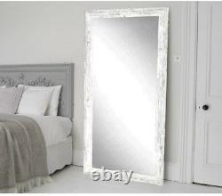 Wall Mirror 32 in. H Large Full Length Composite Frame in Distressed White/Gray