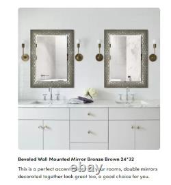 Wall Mirror Hanging Bathroom Vanity Leaner Large Beveled Leaner Bronze Brown New