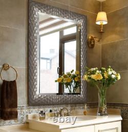 Wall Mirror Hanging Bathroom Vanity Leaner Large Beveled Leaner Pewter Brown New