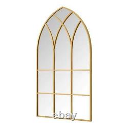 Wall Mirror Large Arched Gold Windowpane Home Decor Accent 43 in. X 24 in