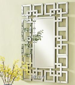 Wall Mirror Silver Art Deco Large Bathroom Vanity Leaner Hanging 48 Modern New