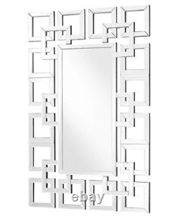 Wall Mirror Silver Art Deco Large Bathroom Vanity Leaner Hanging 48 Modern New