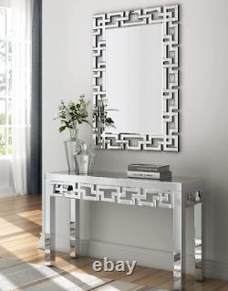 Wall Mirror Silver Large Bathroom Vanity Leaner Hanging Art Deco Modern Beveled