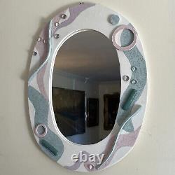 Wall Mirror Vintage 80s Large Pastel Clay Contemporary Design Abstract Colorful