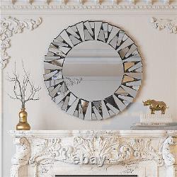 Wall Mirror with Beveled Edge Large Round Accent Mirror Fireplace Living Room