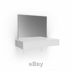 Wall Mounted Dressing Table Floating Vanity Unit With Large Drawer And Mirror