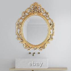 Wall Mounted Mirror Style Vintage Gold Framed Oval Round Resin Large Decorative