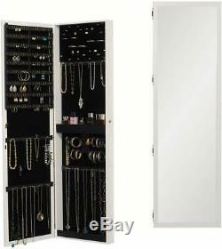 Wall Mounted Over The Door Jewelry Armoire Storage Cabinet Large mirror 66Hx18W