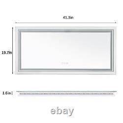 Wall Mounted Vanity Makeup Mirror Anti-Fog Rectangle Bathroom LED Light Dimmable