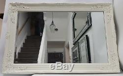 White Cream Large French Style Mirror Art Deco Living Room Hallway Wall Hung