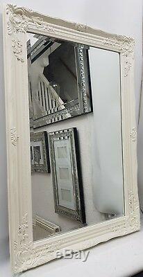 White Cream Large French Style Mirror Art Deco Living Room Hallway Wall Hung