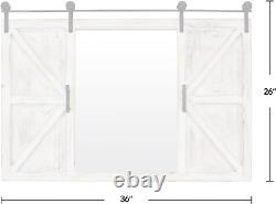 White Hayloft Barn Door Wall Mirror, Large Vintage Decor for for Bedroom, Bathro