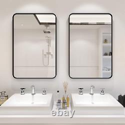 Whitebeach Wall Mirror for Bathroom, Rectangle Mirror Black Metal Frame Large Va