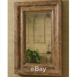 Wooden Mirror Large Framed Distressed Finish Rustic Entryway Wall Mirrors