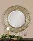 Woven Champagne Metal Strips Round Wall Mirror Modern Large 32