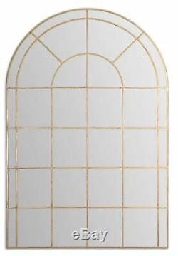 XL Aged Gold Metal Arched Wall Floor Mirror 72'' Arch Extra Large