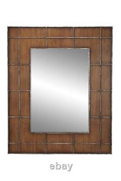 Zimlay Large Rectangular Golden Brown Wood Wall Mirror 43665